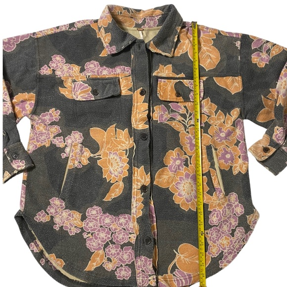 NWT Free People Size Small Printed Ruby Jacket in Charcoal Floral Oversized Gray - Picture 7 of 10